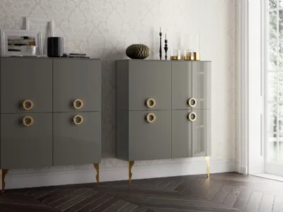 Madia Living Exclusiva in Laccato lucido Grigio Titanio di Scavolini