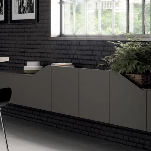 Madia Living Flux Slim in Laccato Opaco Grigio Titanio di Scavolini