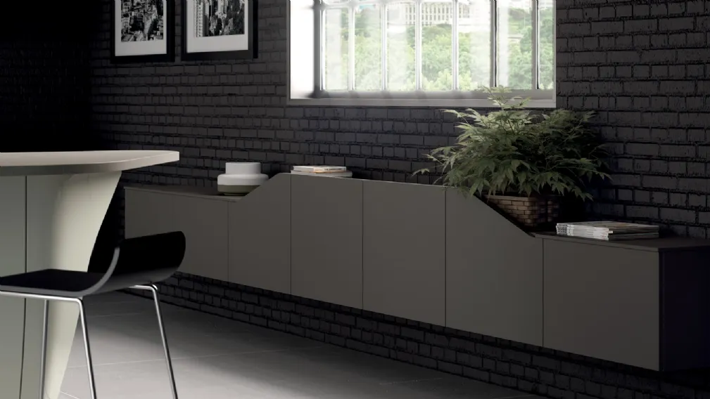 Madia Living Flux Slim in Laccato Opaco Grigio Titanio di Scavolini
