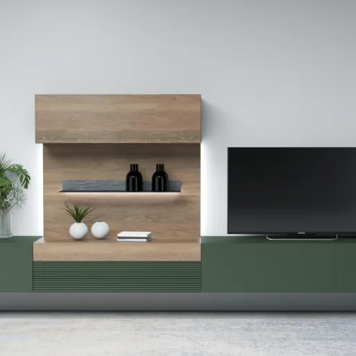 Mobile sospeso Living Zero 16 L36 in legno massello laccato e naturale di Devina Nais