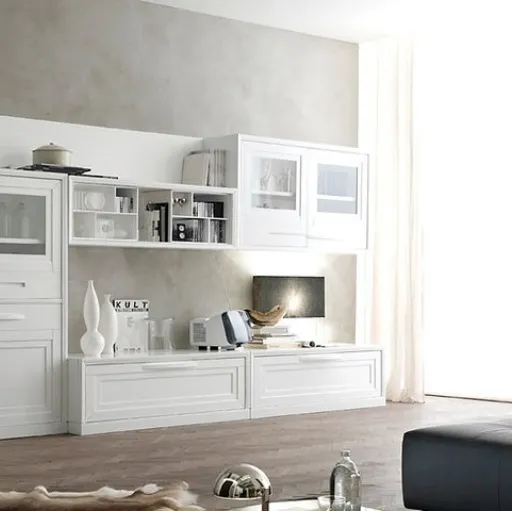 Parete Attrezzata Cristina 21P20 finitura Bianco Puro di Fasolin