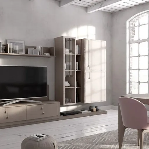 Parete Attrezzata Flor 47F03 finitura Torrone e Denver di Fasolin