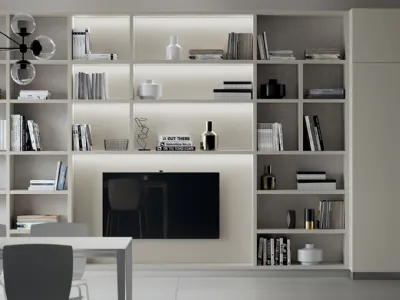 Parete Attrezzata Living Carattere Grigio Gabbiano di Scavolini