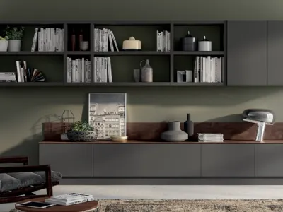 Parete Attrezzata Living Evolution in Grigio Ferro di Scavolini