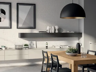Parete Attrezzata Living Evolution in Laccato opaco Tortora di Scavolini
