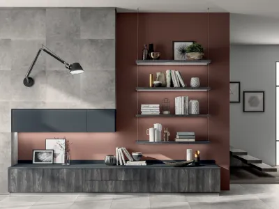 Parete Attrezzata Living Liberamente in decorativo Rovere Lavagna di Scavolini