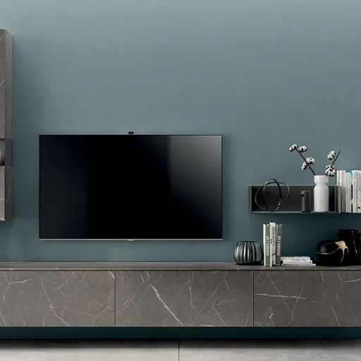 Parete Attrezzata Living Mood in Laminato Pietra Grey di Scavolini