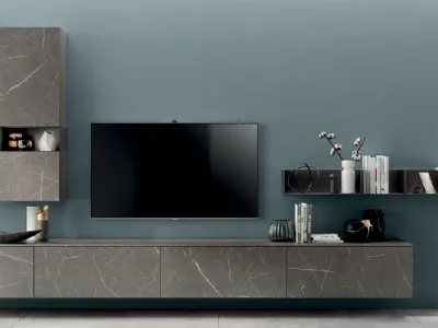 Parete Attrezzata Living Mood in Laminato Pietra Grey di Scavolini
