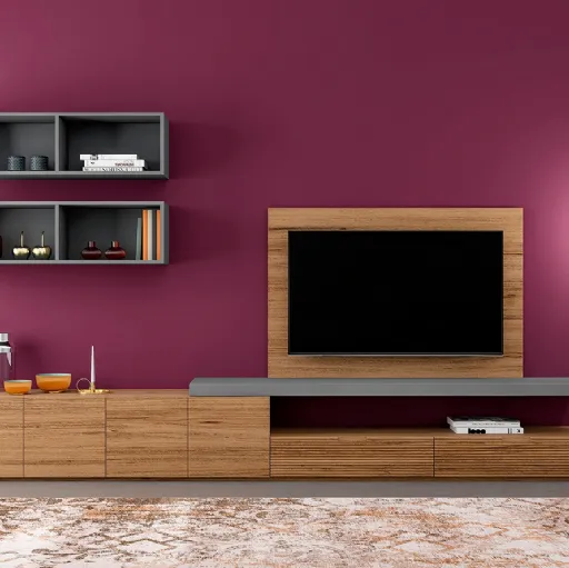 Parete attrezzata Zero 16 L15 in legno di Rovere massello di Devina Nais