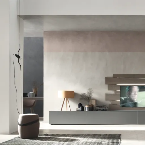 Parete Attrezzata Seta Scuderia SA2223 in Rovere Grigio elaccato opaco Magma di Maronese Acf