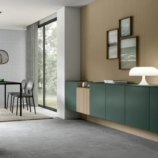 Mobile sospeso Living Zero 16 L28 in legno di Rovere massello laccato di Devina Nais