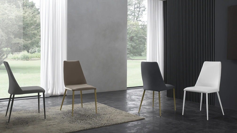 Sedia Branch in ecopelle o tessuto con struttura in metallo verniciato di Zamagna