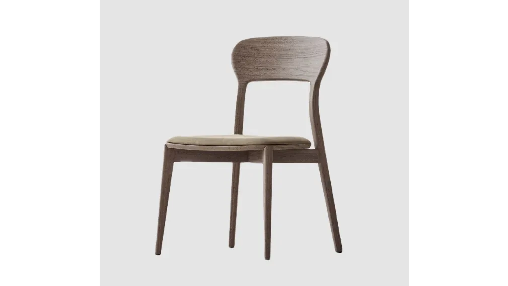 Sedia Greta in legno con seduta imbottita di Fasolin