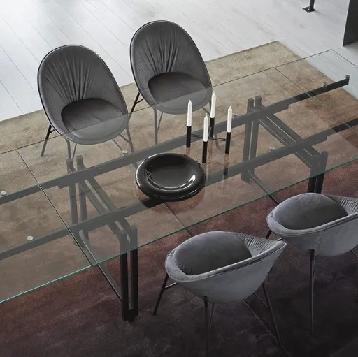 Tavolo allungabile con piano in vetro e struttura in metallo Berlin di Calligaris