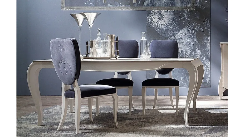 Tavolo in legno laccato Bianco Tresor di Fasolin