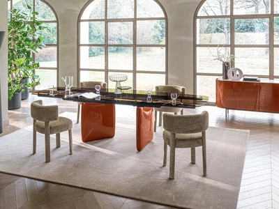 Tavolo allungabile Riverstone in vetro di Calligaris