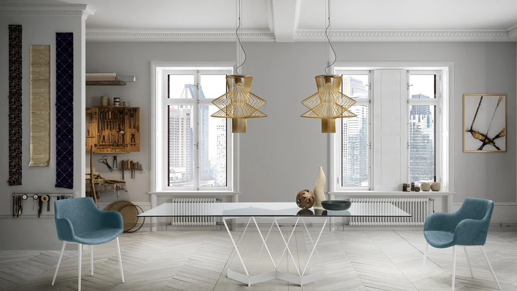 Tavolo Flame in vetro trasparente di Zamagna