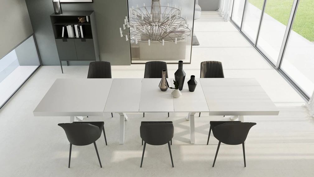 Tavolo allungabile XL in melaminico bianco di Zamagna