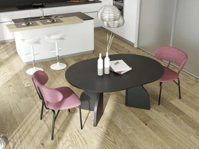 Tavolo rotondo allungabile Wing in melaminico nero di Zamagna