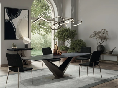 Tavolo allungabile Flight con piano in HPL sahara noir di Zamagna