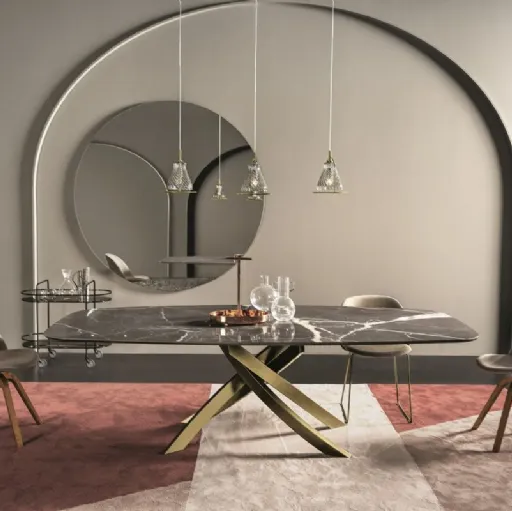 Tavolo allungabile con piano in vetro e struttura in metallo Berlin di Calligaris