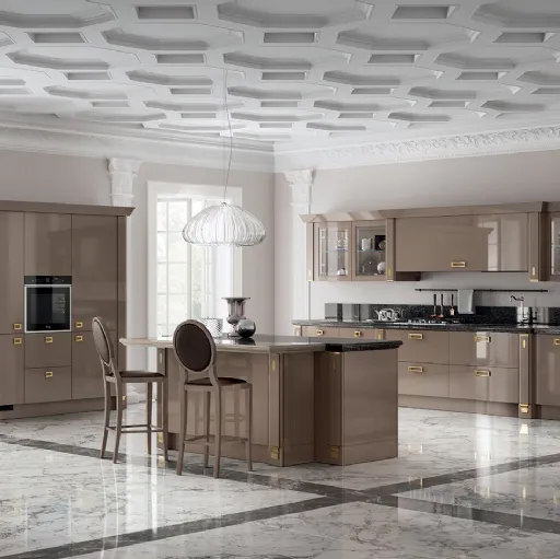 Cucina Classica Exclusiva in Laccato lucido Grigio Tundra di Scavolini