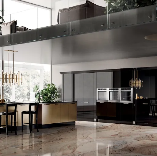 Cucina Classica Exclusiva in Laccato lucido Nero Ardesia di Scavolini