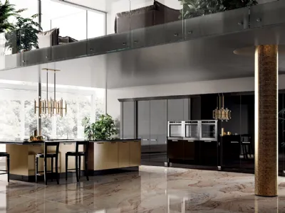 Cucina Classica Exclusiva in Laccato lucido Nero Ardesia di Scavolini