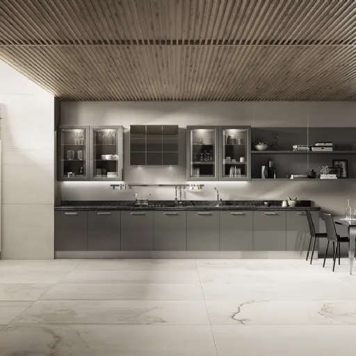 Cucina Classica Exclusiva in Laccato lucido Titanio di Scavolini