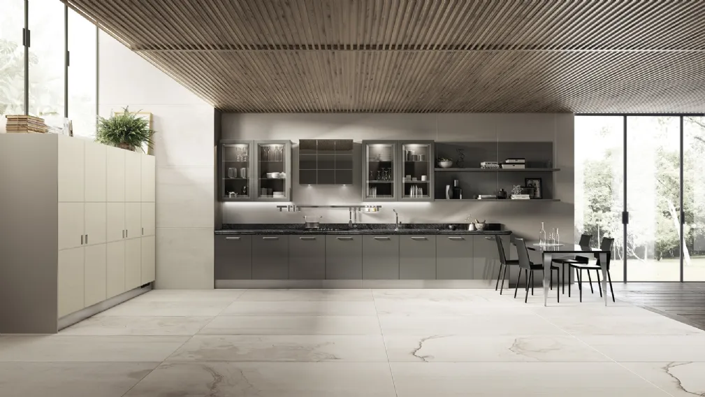 Cucina Classica Exclusiva in Laccato lucido Titanio di Scavolini