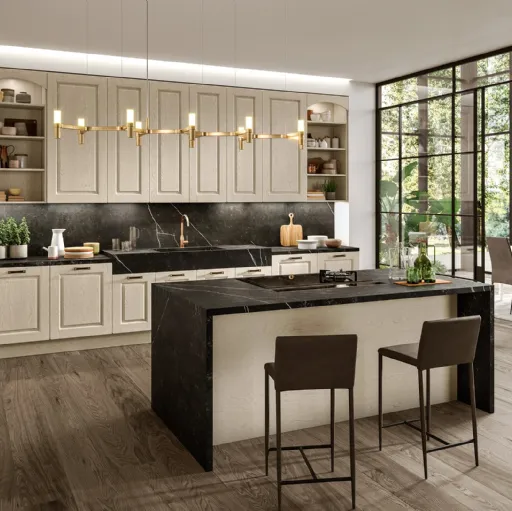 Cucina Classica Baltimora in laccato opaco Beige di Scavolini