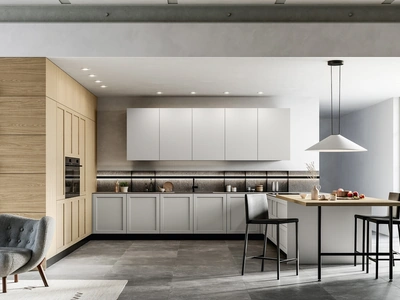 Cucina Moderna con penisola Alma 02 in pet e laminato di Arredo3
