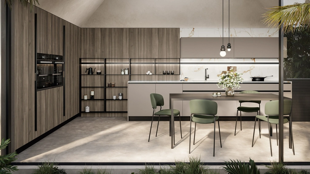 Cucina Moderna angolare Cloe 06 in laccato e laminato di Arredo3