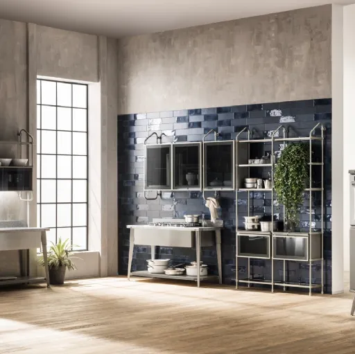 Cucina Moderna Diesel Open Workshop in Acciaio Soft di Scavolini