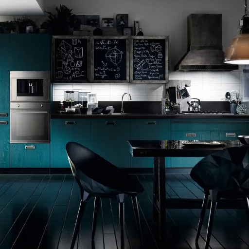 Cucina Moderna Diesel Social Kitchen in Rovere laccato Tempera Indigo di Scavolini