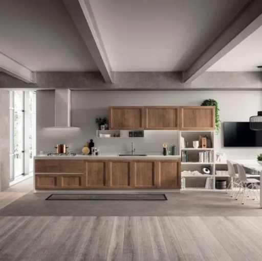 Cucina Moderna lineare Evolution in decorativo Rovere Land di Scavolini
