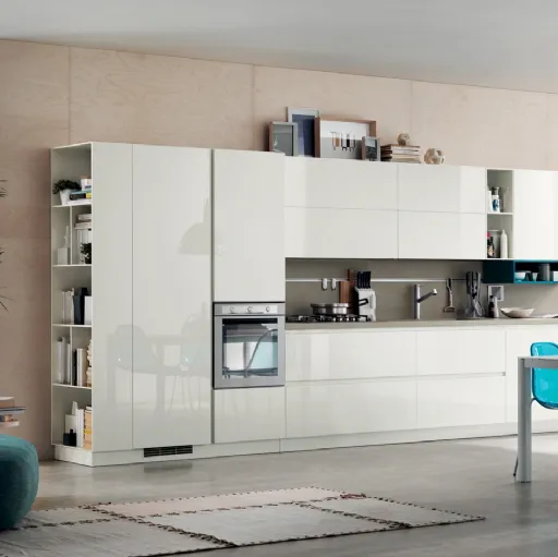 Cucina Moderna Foodshelf laccato lucido Bianco Prestige di Scavolini