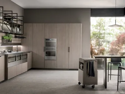 Cucina Moderna Mia in Rovere Gessato e Biomalta Argilla Lima di Scavolini