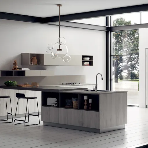 Cucina Moderna Mood con top in Laminato e Gres di Scavolini