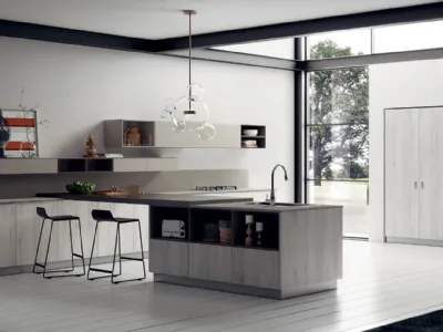 Cucina Moderna Mood con top in Laminato e Gres di Scavolini
