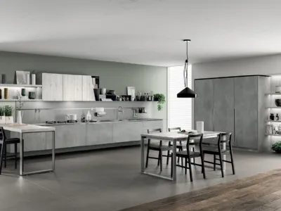 Cucina Moderna Mood in Concrete Brooklyn e Rovere Actual di Scavolini