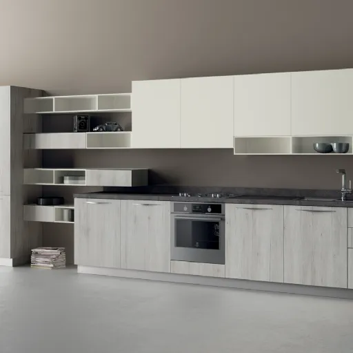 Cucina Moderna Mood in Rovere Actual e Bianco Puro di Scavolini