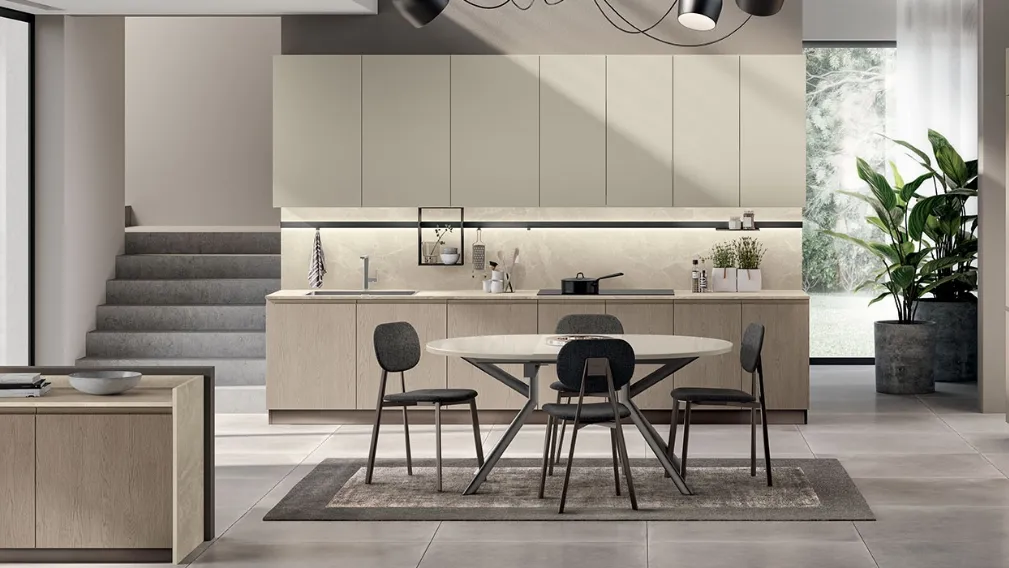 Cucina Moderna Motus in Rovere Gessato e Grigio Gabbiano di Scavolini
