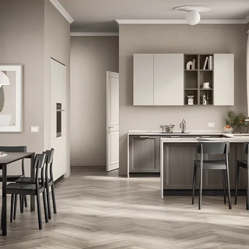 Cucina Moderna con penisola Sax in decorativo Rovere Town di Scavolini