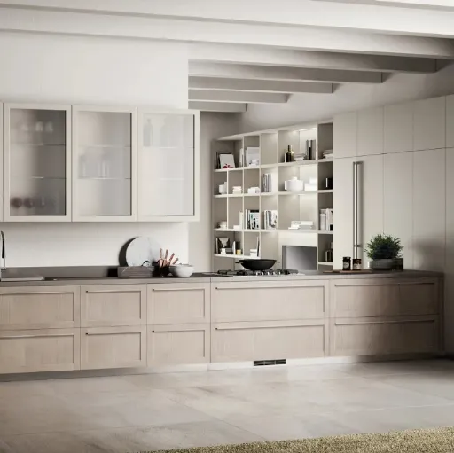 Cucina Carattere in Frassino Arena e laccato Tortora di Scavolini