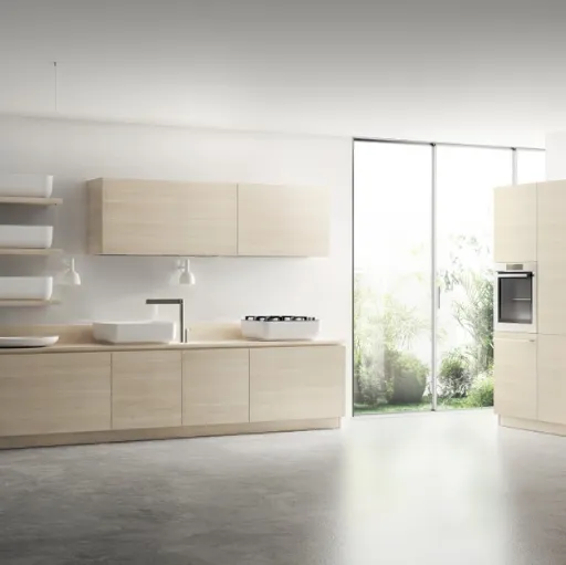 Cucina Moderna Qi in Olmo Kuuki con maniglia a gola di Scavolini