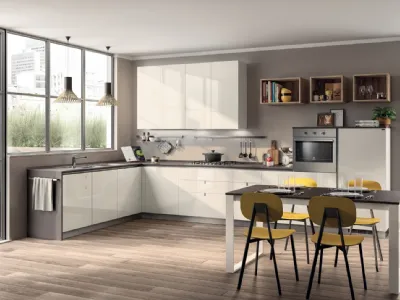 Cucina Moderna angolare Urban & Urban in laccato Bianco lucido di Scavolini