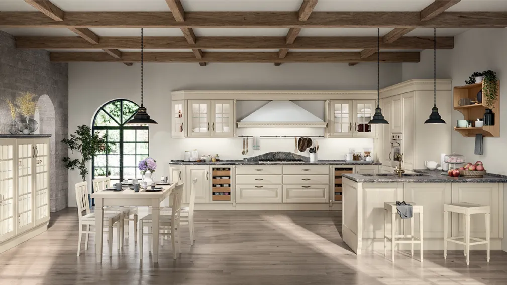 Cucina Shabby Chic Baltimora in Frassino Bianco Scav066 di Scavolini