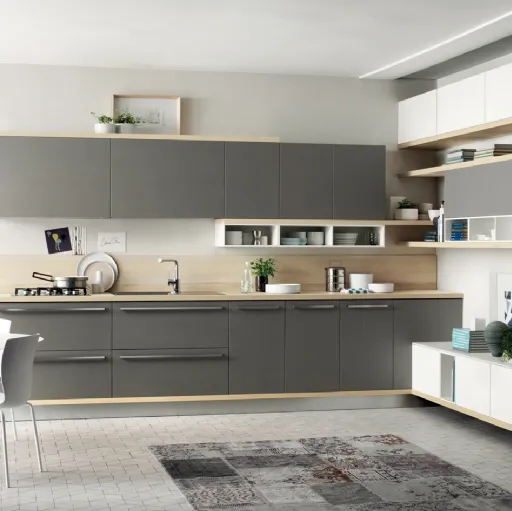 Cucina su misura Foodshelf Grigio Titanio di Scavolini