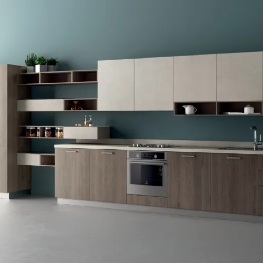 Cucina su misura Mood in Rovere Season ed Azimut di Scavolini